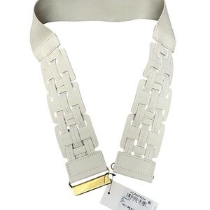 NWT! Treasure & Bond Ivory / White Faux Leather & Elastic Stretch Belt M/L